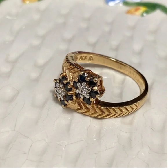 Vintage Ross-Simons Gold-Sterling Sapphire Bypass Ring - Picture 2 of 6